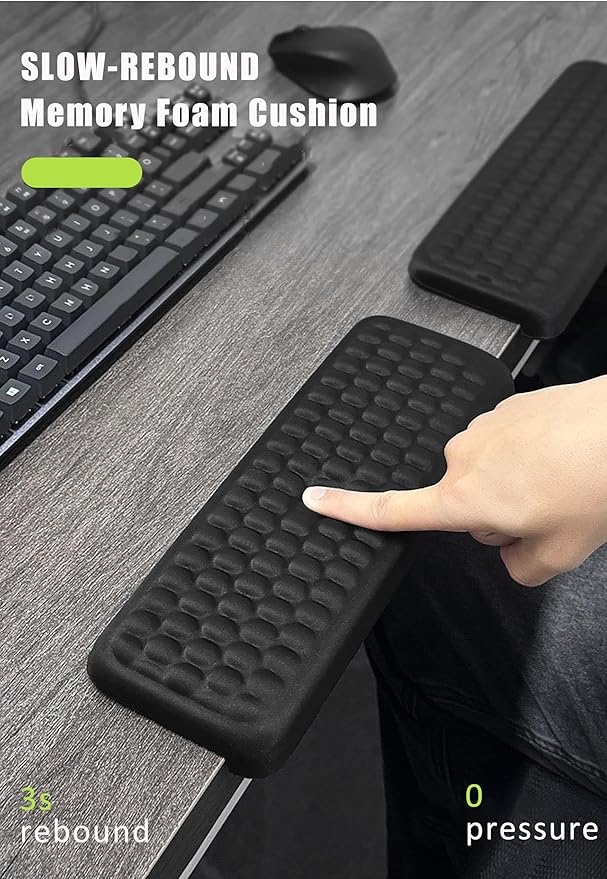 Arm Rest for Desk, L-Shape Desk Mat Elbow Rest for Computer Keyboard, Black Ergonomic Keyboard Pad with Wrist Support, Memory Foam Desktop Edge Cushion, Home Office Work Accessories for Women