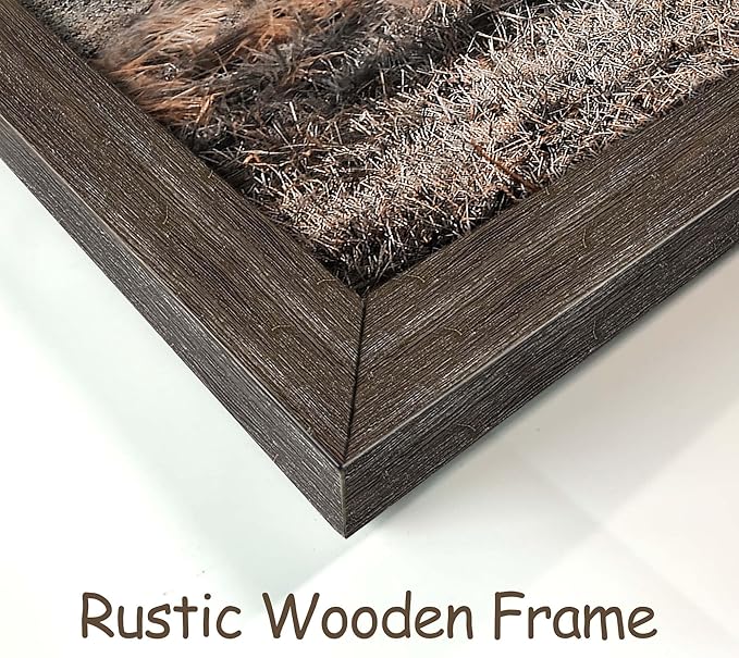 Horse Wall Art Decor Bedroom: Wild Animal Wood Framed Picture Brown Horse on Grassland Print Artwork Vintage Wildlife Painting for Farmhouse Living Room Kitchen