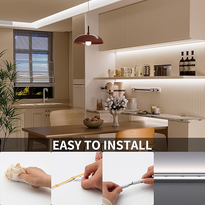 PAUTIX COB LED Strip Light 32.8ft/10m 5040LEDs White 6000K,High Lumen Flexible CRI93+ LED Tape Super Bright DC24V,for Cabinet Home DIY Lighting Projects(Power Supply & Controller Not Included)