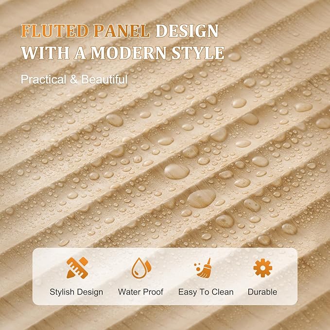 LYNCOHOME Fluted Lift Top Coffee Table with Storage, Square Coffee Tables for Living Room, Coffee Table with Large Hidden Storage Compartment and Adjustable Shelves，Natural