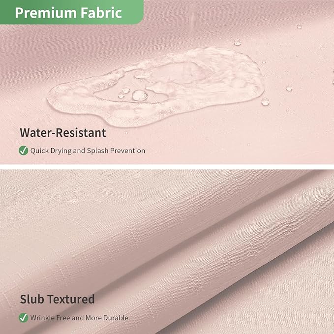 Blush No Hook Shower Curtain with Snap-in Fabric Liner Set,Slub Textured Fabric Shower Curtains for Bathroom,Hotel Style Modern Shower Curtain,Water Repellent & Washable,71x74(72)