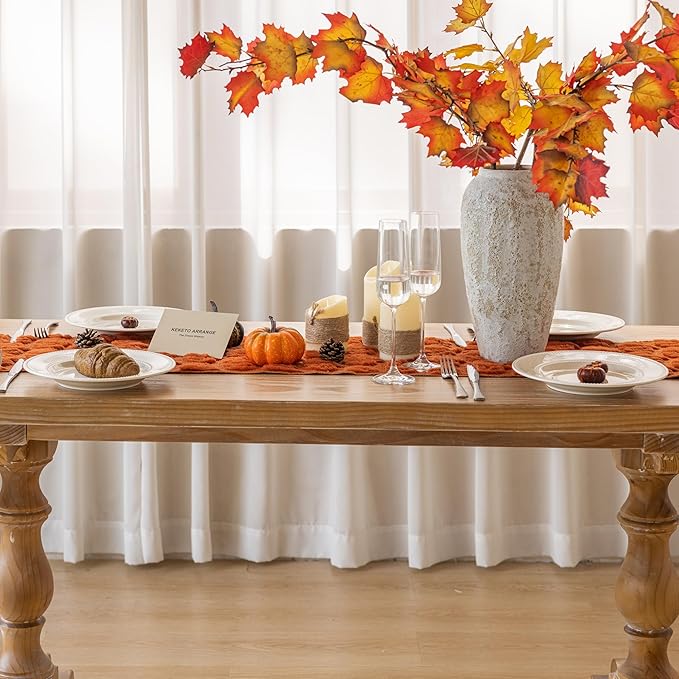 Halloween Fall Table Runner Rust Terracotta Soft Plush Faux Fur Velvet Pumpkin Autumn Harvest Dining Centerpiece Decor for Home Kitchen Thanksgiving Decorations for Home 13 x 72 Inch