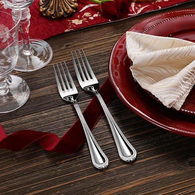 KEAWELL Pearl Edge Premium 20-Piece Refined Bead Silverware Set, 18/10 Stainless Steel, Service for 4, Fine Flatware Set, Dishwasher Safe (20, Silver)