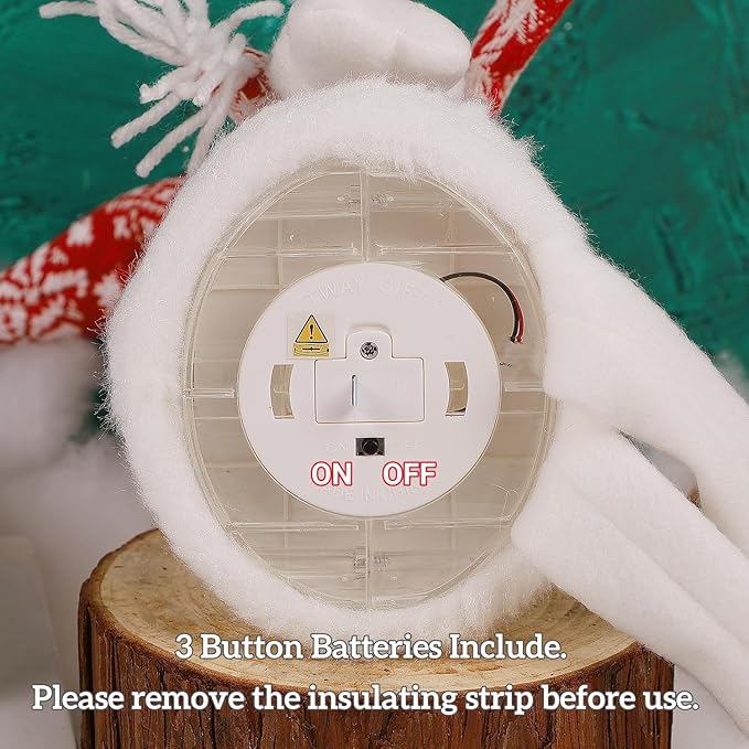Juegoal 2 Pack Lighted Christmas Santa & Snowman with Dangling Legs, 24" Handmade Plush Figurines with Miniature Xmas Scenes in Belly, Battery Operated Tabletop Dinner Party Ornaments