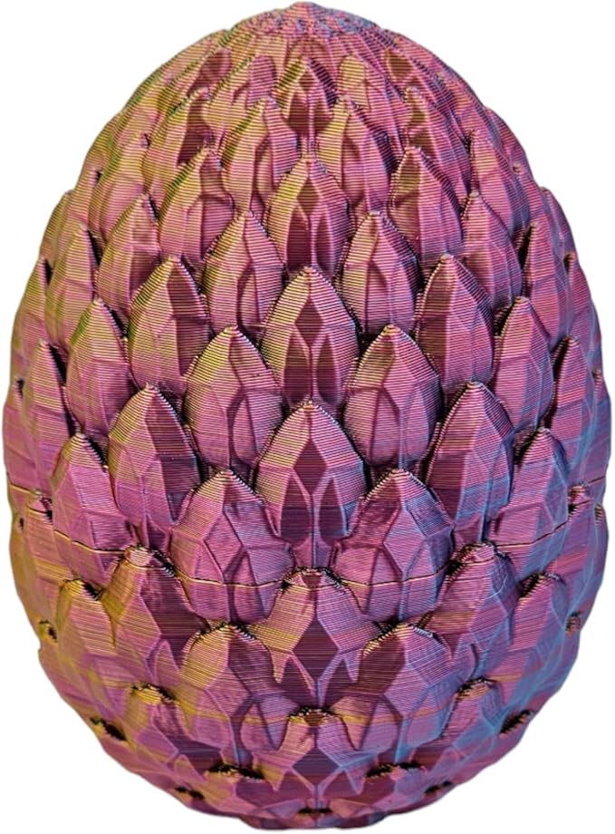 3D Printed Dragon Egg Articulating Gemstone Dragon Fidget Figurine - Vibrant Color Dragons Flexible ADHD, Autism and Anxiety Relief - Articulated Joints (Red Yellow Green)