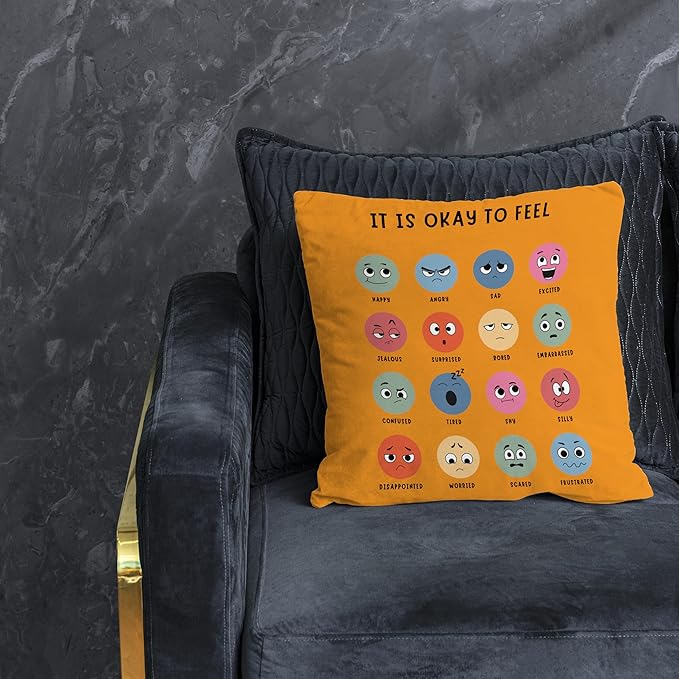 Nogrit Counseling Office Must Haves Throw Pillow Cover, Calming Corner, Mental Health Pillowcase Decor for Home Kids,Mental Health Counselor Gifts, Calming Corner Pillow Covers 18x18 Yellow
