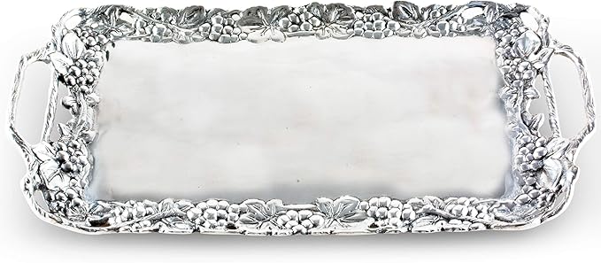 Arthur Court Designs Metal Aluminum Grape Decorative Serve Ware Serving Tray/Platter 21 inch x 10 inch