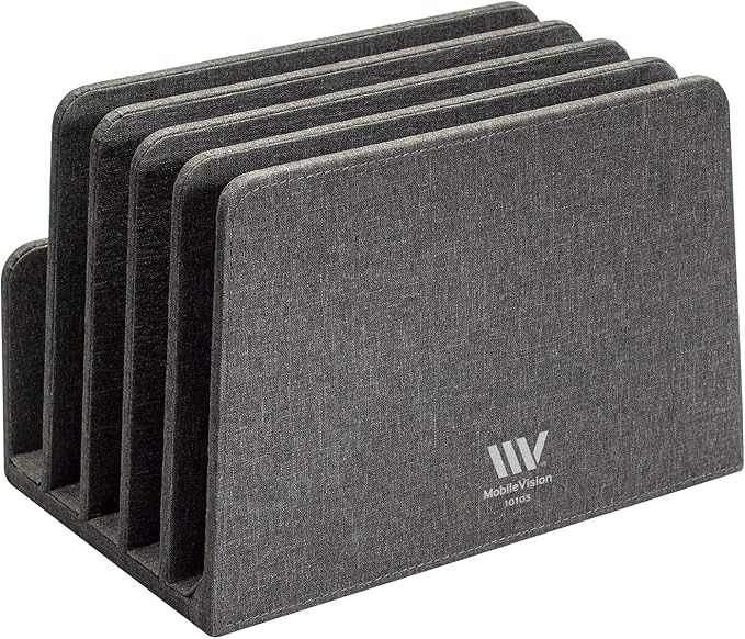MobileVision Multi Device Stand & Organizer for Smartphones, Tablets and Laptops, Executive Dark Gray, 5 Slots