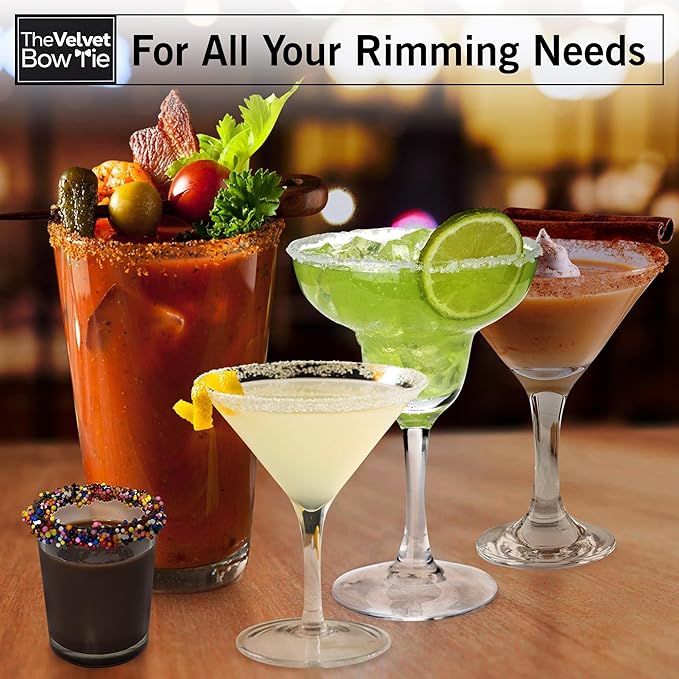 | Margarita Salt Rimmer Set | 3 Tiered Bamboo Glass Rimmer | Handheld Citrus Juicer | Sugar and Salt Rimmer for Cocktails | Cocktail Accessories for Drinks