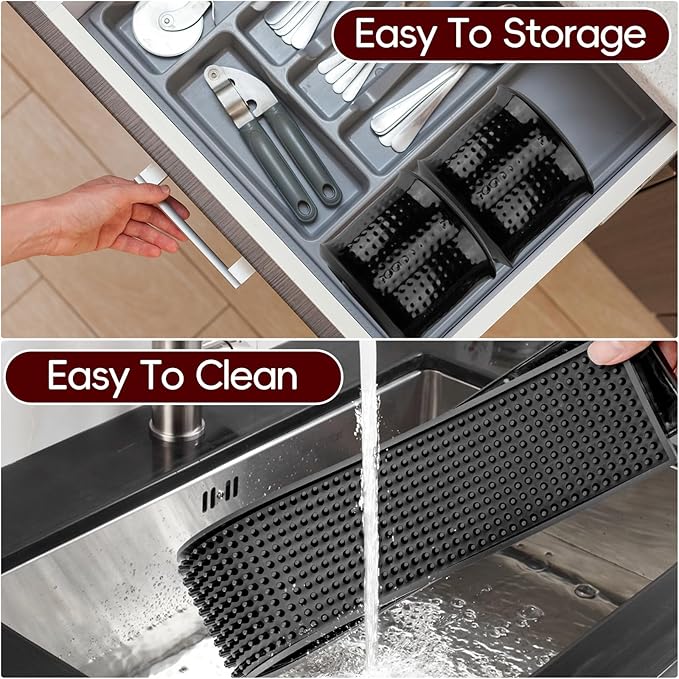 2Pcs Bar Mats for Countertop - Bar Mats for Bartending for Home Bar - 24" x 3" Non-Slip Rubber Coffee Mat, Service Spill Mat, Bartender Accessories