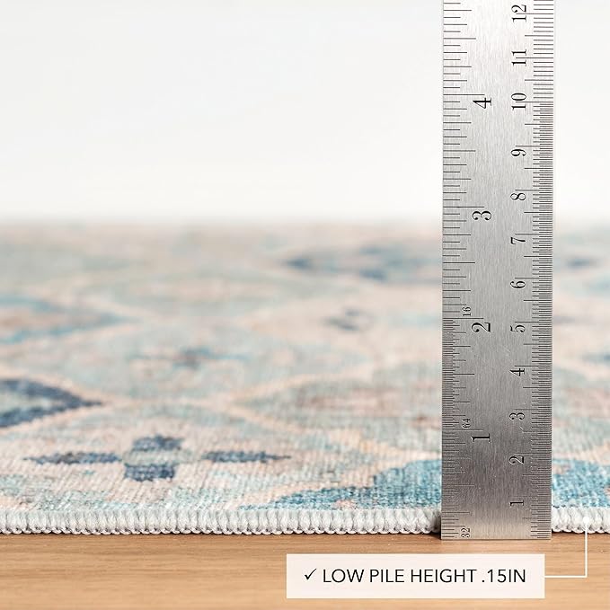 Dash and Albert Pali Machine Washable Area Rug - 2' x 3' Blue - Geometric Accent Rug - Anti-Slip Backing, Lightweight, Machine Washable, High Traffic Areas Kitchen, Mudroom, Laundry Room