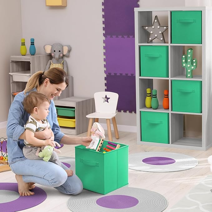 Sorbus Fabric Storage Cubes - 6 Foldable Storage Bins for Organizing Pantry, Cubbies, Toy Box - Clothes Storage & Closet Organizer - 13 Inch Collapsible Cube Baskets for Shelves with Handle