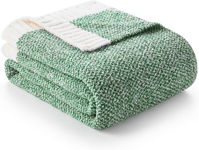 Snuggle Sac Green Throw XL Blanket 50x70,Super Soft Warm Blankets Oversized Throw Knit Blankets Fuzzy Plush Blanket, Heather Green, 50x70 inches