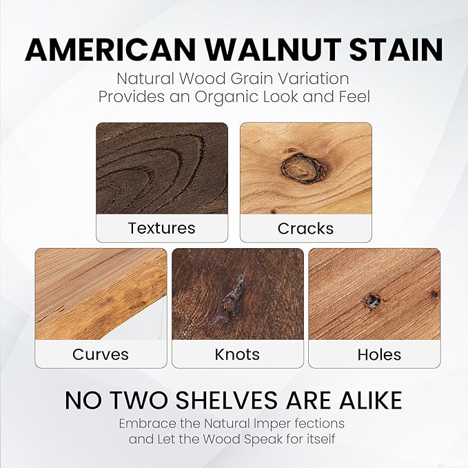 Fun Memories Floating Shelves for Wall Decor, Rustic Solid Elm Wood Live Edge Floating Shelves Wall Mounted, Heavy-Duty Shelf with Invisible Bracket for Living Room Kitchen, 32 Inch Set of 2, Walnut