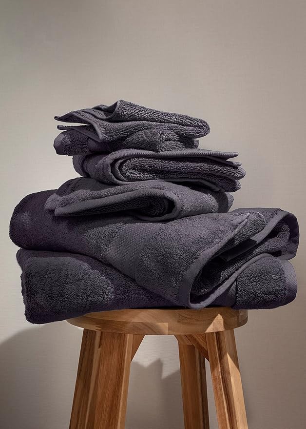 100% Organic Cotton Bath Towel Set | Bathroom Luxury Towel Set of 6 | GOTS Certified | Hotel Premium Towels | 700 GSM | 2 Bath Towels 30 x 56|2 Hand Towels 16 x 30|2 Wash Cloths 13 x 13|Charcoal Black