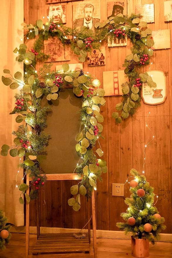 6.3FT Christmas 108 Branch Tips Artificial Cedar Garland, Anna's Whimsy Artificial Pine Cypress Greenery Garland, Christmas Decorations Indoor Outdoor Decor Winter Garlands