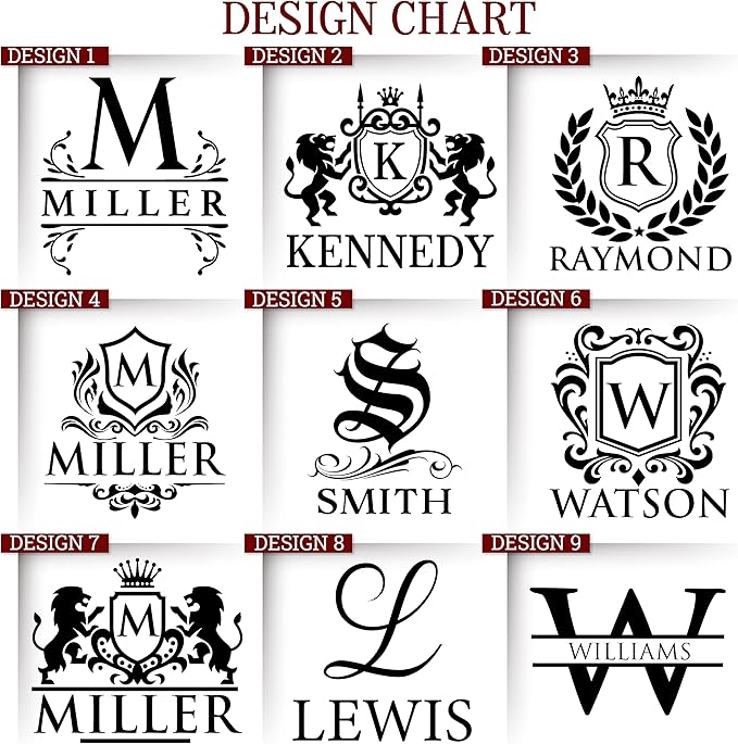 Amazing Items Set of 4 - Personalized Whiskey Glasses w/Name & Initial - 9 Designs - 9 oz, Limited Edition Monogrammed Rocks Glasses for Men, Dad Gifts