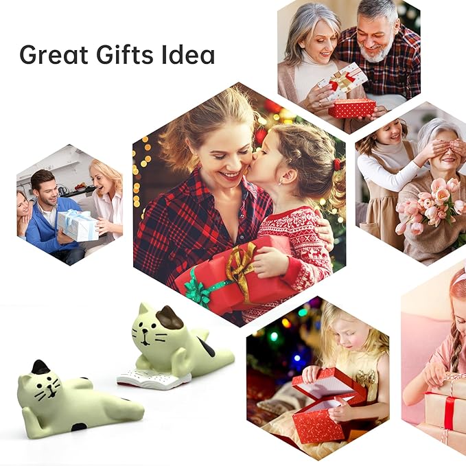 Cute Mini Lazy Cat Reading Book Figurine Resin Cat for Office, Home Decoration Perfect Cute Cat Gift for Cat Lovers