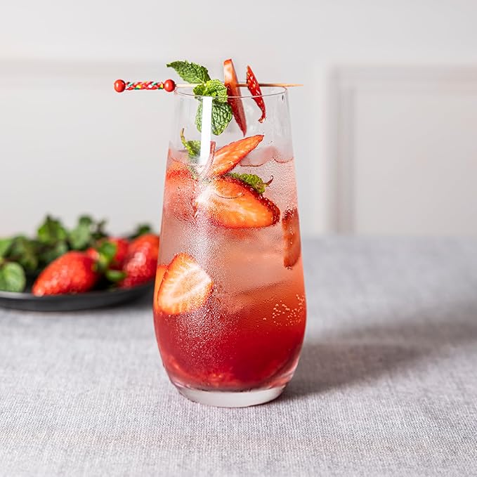 over&back 19oz Traditional Glassware - Set of 4 Classic Stemless Drinking Glasses for Parties, Get-togethers, and More - Mouth-Blown - Wine Cups for Kitchen and Dining Room - Clear, Water (19oz)