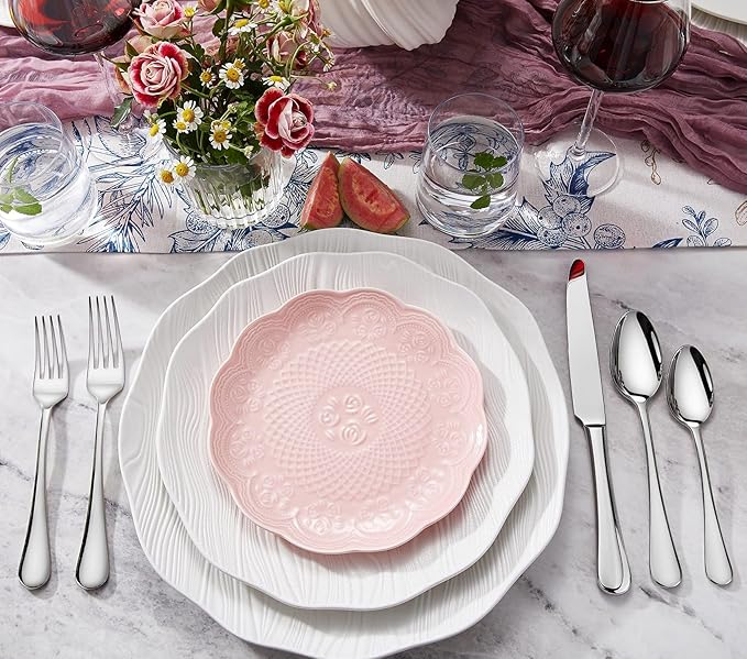 KEAWELL Premium Verona 65-Piece Silverware Set for 12 – Heavy Duty 18/10 Stainless Steel, Brilliant Mirror Finish, Smooth Edges, Dishwasher Safe (65, Silver)