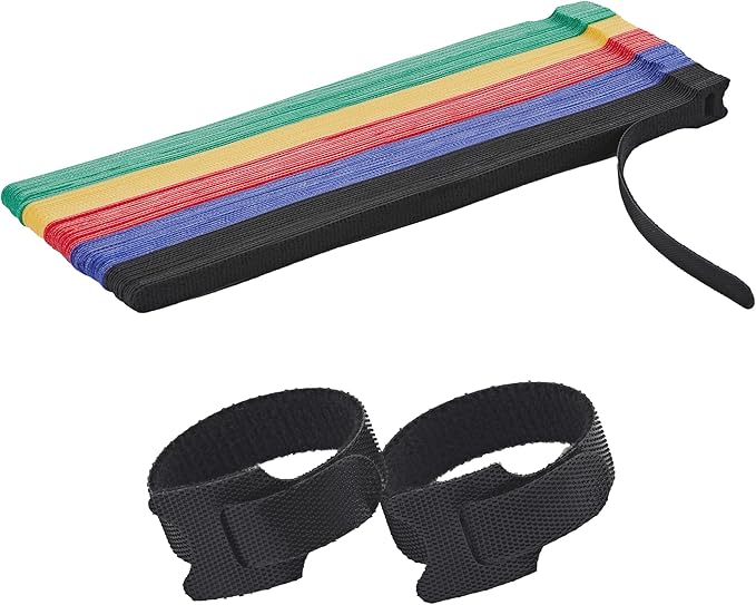 12 Inch Multi-Colour Cable Ties 50 PCS Reusable Fastening Cable Straps Adjustable Hook & Loop Organizer Straps Cords Management for Home, Office and Data Centers