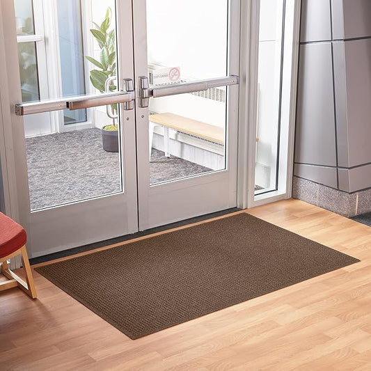 Consolidated Plastics Aquasorb Classic Indoor/Outdoor Entrance Floor Mat with Non-Slip Rubber Backing, Fabric Border, Stain Resistant and Quick Drying Commercial Grade (23" x 35", Dark Brown)