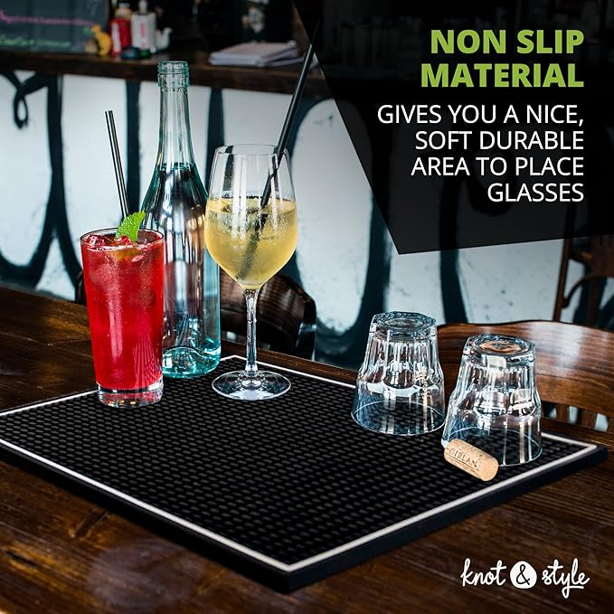 Bar Mat Spill Mat for Home Bar Decor for Home Durable Rubber 18"x12" Small Large Home Bar Accessories Bar Gifts Bar Mats for Countertop