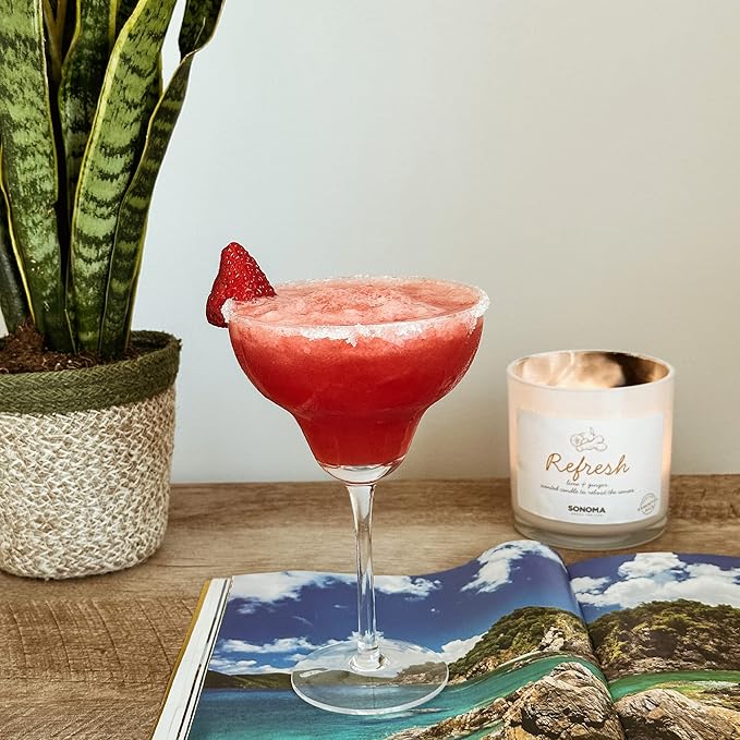 PURE MORA Margarita Glasses Set of 4, 12 oz Modern Bar Glass for Martini, Frozen Daiquiri, Tropical Summer Parties - Classic Coupe Cocktail Drinkware, Great Gift for Mixologists, Hand Blown Crystal