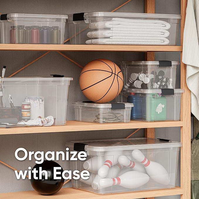 Superio Storage Bins with Lids- 3 Pack, 21 Qt Clear Boxes for Organizing, Stackable Plastic Containers- BPA Free, Non-Toxic, Odor Free, Organizer for Home, Office, Dorm