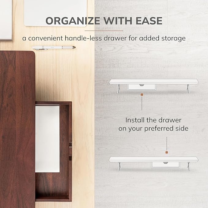 Anji Mountain Monitor Stand - Desktop Organizer & Laptop Riser, Ergonomic Monitor Riser, Space-Saving Monitor Stand for Desk, Durable Construction, Easy Assembly, Ideal for Home & Office,Walnut