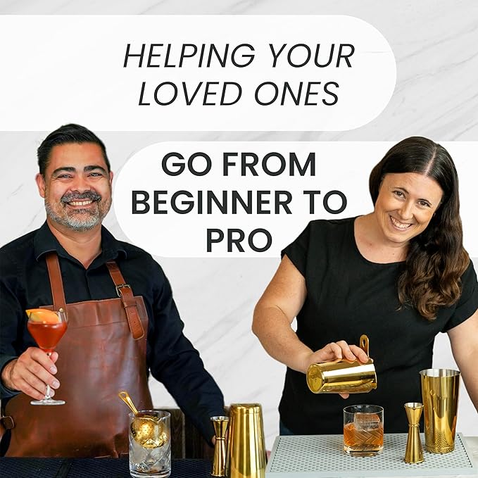 A Bar Above 22-Piece Professional Bartender Gift Set - Premium Barware for Home Bar - Bartending Kit Includes Boston Shaker, Jigger, Mixing Glass & More - Valentines Day Gifts for Him & Her