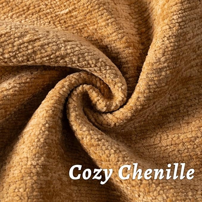 Mustard Yellow Decorative Throw Pillow Covers 18x18 Inch Set of 2 Cozy Soild Chenille Cushion Cases Soft Textured Square Couch Pillows Cover Boho Accent Farmhouse Pillowcases for Bed