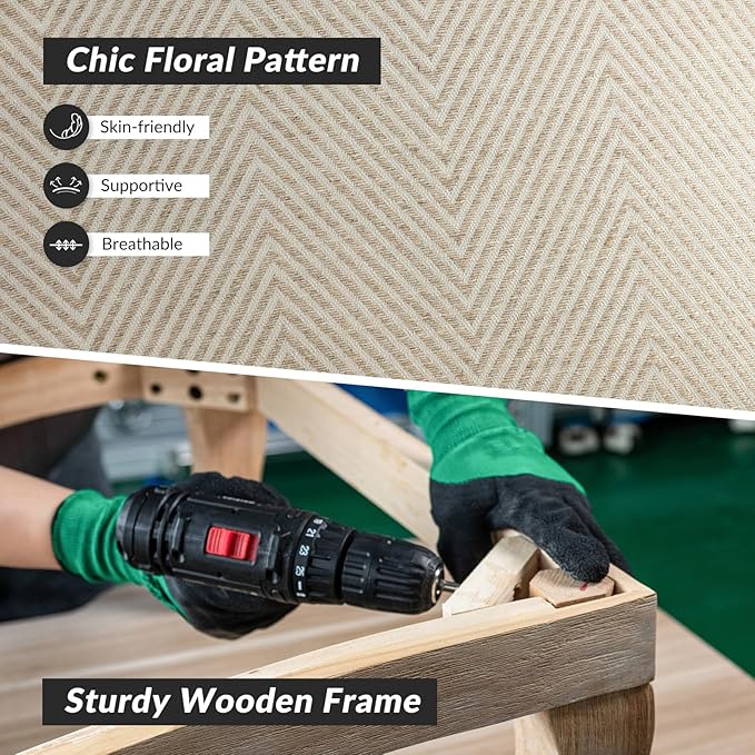 HULALA HOME Wingback Accent Chairs Set of 2 with Retro Wood Legs, Traditional Fabric Armchairs for Bedroom Living Room, Comfy Upholstered Sofa Chairs Reading Chairs, Tan