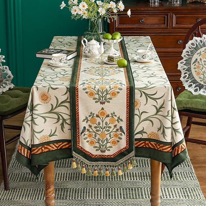 patdrea Velvet French Table Runner Farmhouse for Home Kitchen Dining Decor Parties Family Dinners Wedding 12"*63"