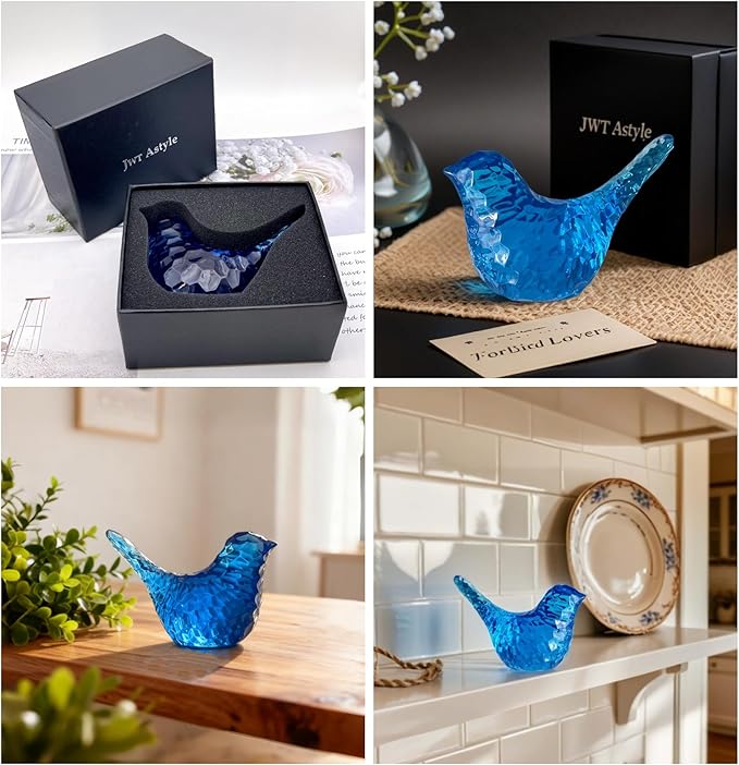 Blue Bird Figurines Living Room Office Shelf Home Decor Accents,Bird Gifts for Bird Lovers Women,Knick Knacks for Shelves Bookshelf