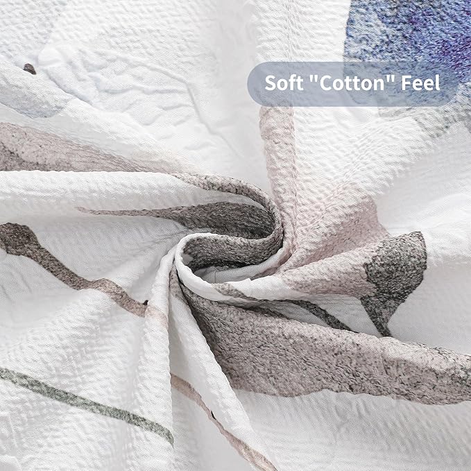 QiyI Watercolor Wildflowers Shower Curtain, Minimalist Grey Poppies Cloth Bath Curtain, Embossed Butterflies Botanical Flower Bathroom Curtain, Waterproof Fabric Shower Curtain Set with Hooks, 72x72