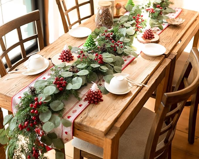 6.3FT Christmas 108 Branch Tips Artificial Cedar Garland, Anna's Whimsy Artificial Pine Cypress Greenery Garland, Christmas Decorations Indoor Outdoor Decor Winter Garlands