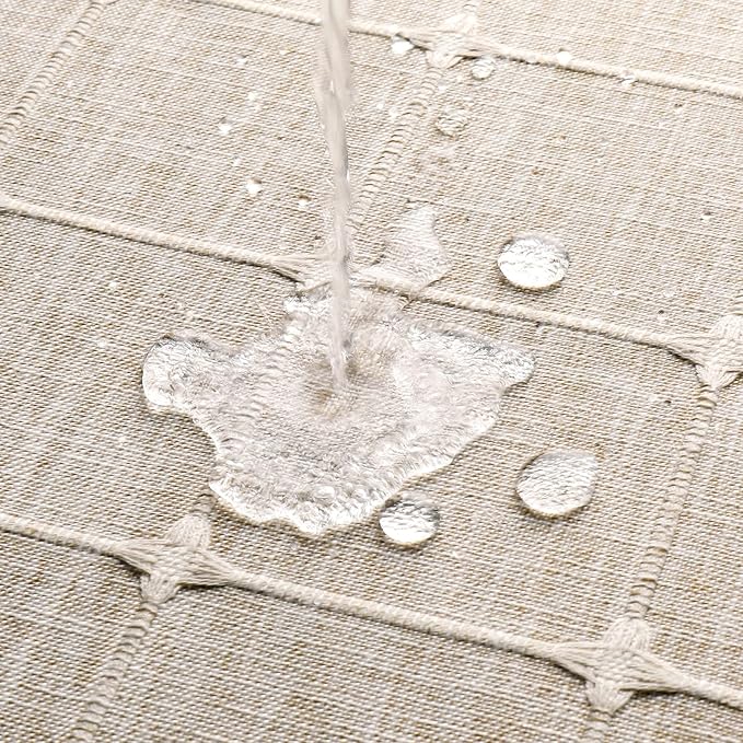 MitoVilla Tan Boho Double Swag Shower Curtain, Polyester Linen Fabric Shower Curtains for Farmhouse Bathroom Decor, Brown Cloth Shower Curtain Set with Hooks, 72 x 72