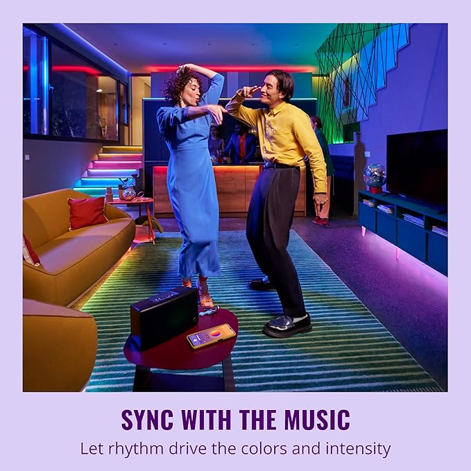 WiZ Connected Smart Light Strip, Sunset/Sunrise Automation, Preset Modes, Control with Voice or App, Full Color RGB Lighting, Voice Control, 50ft Cut to Fit