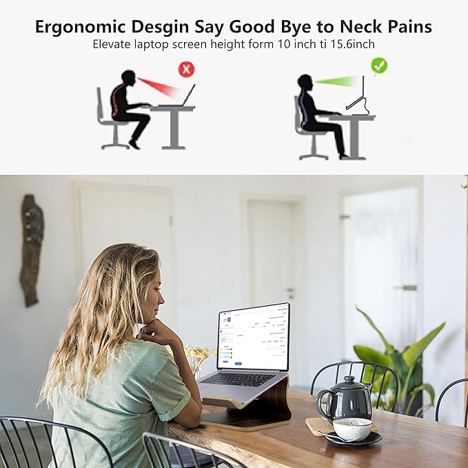 SAMDI Wood Laptop Stand for Desk,Laptop Holder Stand,Wooden Cooling Computer Holder,Suitable for Most laptops Heat Dissipation Shelf (Walnut)