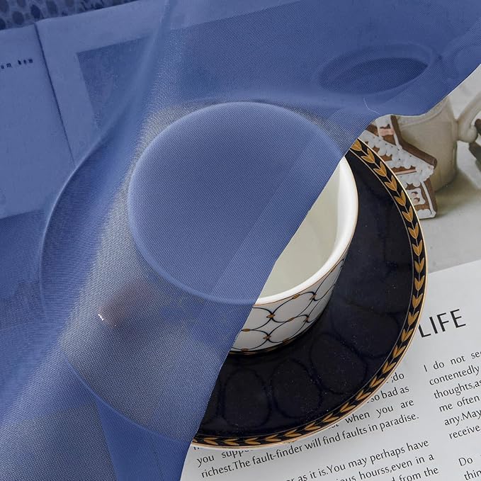 Aiyufeng Royal Blue Sheer Curtains 84 Inches Long 2 Panels Set, Semi Transparent Voile Rod Pocket Blue Sheer Window Drapes for Bedroom Bed Canopy Dining Wedding Party Backdrop, 40W x 84L inch