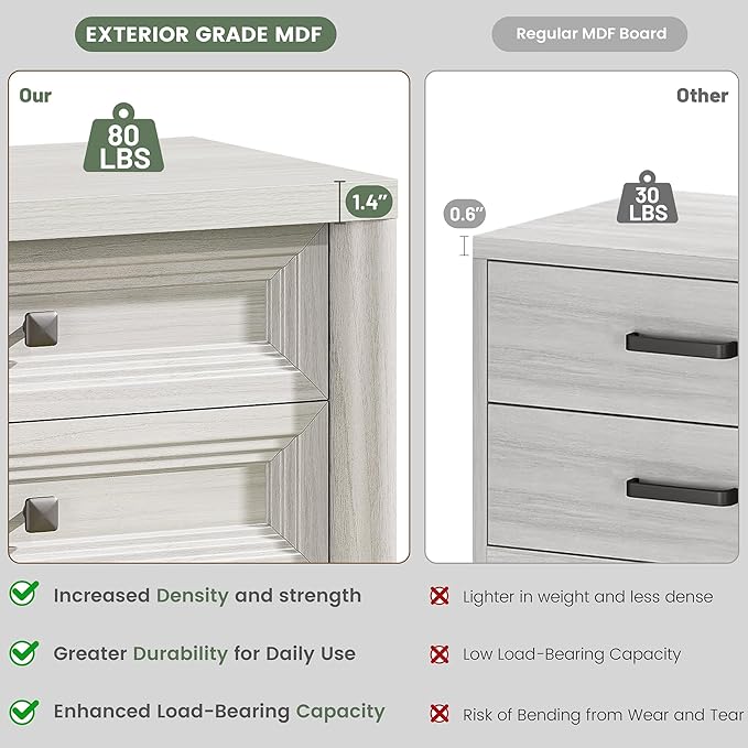 White Nightstand with 3 Drawers, Wood Night Stand with Metal Knobs, Farmhouse Bed Side Table for Bedroom, Modern End Table for Living Room Home Office Storage 1PC