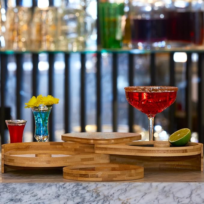 Margarita Salt Rimmer Set | 3-Tier Bamboo Salt Rimmer for Cocktails | Bartender Accessories & Home Bar Gift | Complete Margarita Kit