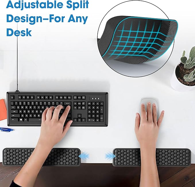 MEKASS L-Shaped Desk Elbow Pad for Desk, Memory Foam Elbow Support Padding with Non-Slip, 2-Piece Ergonomic Desk Edge Cushion, Wrist Comfort Support for Office Home (Honeycomb Texture)