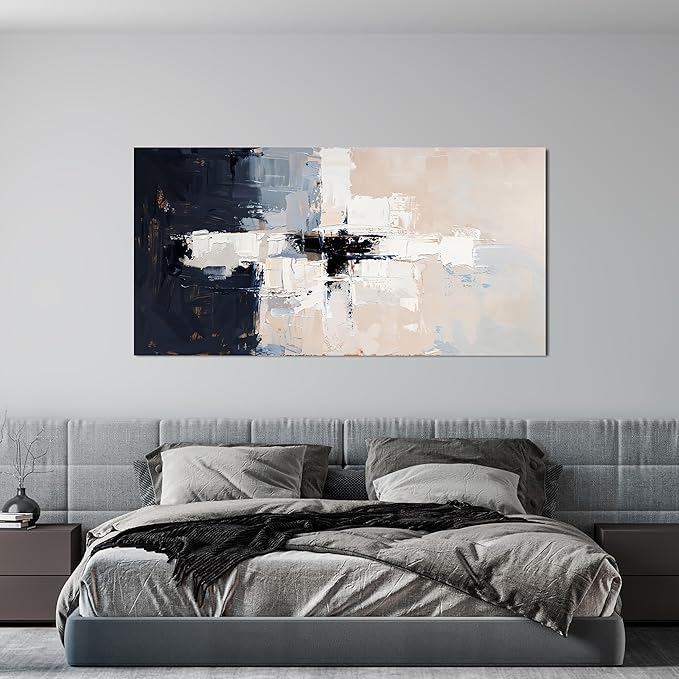 Abstract Wall Art Decor Modern Wall Art Pictures for Living Room Black and White Wall Art Decor Abstract Canvas Art Wall Decor Large White Wall Art Prints Artwork for Walls Home Office Decor 24" X 48"