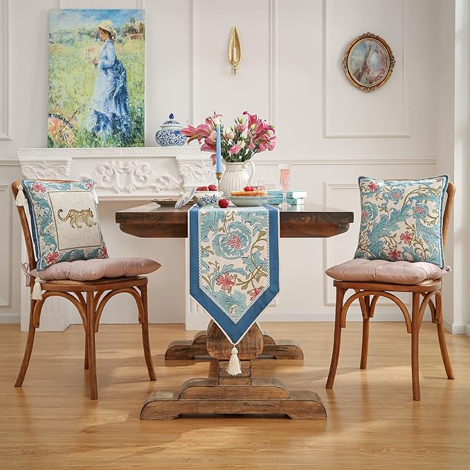 patdrea Linen Leopard Animal Table Runner Farmhouse for Home Kitchen Dining Decor Parties Family Dinners Christmas 12 x 87