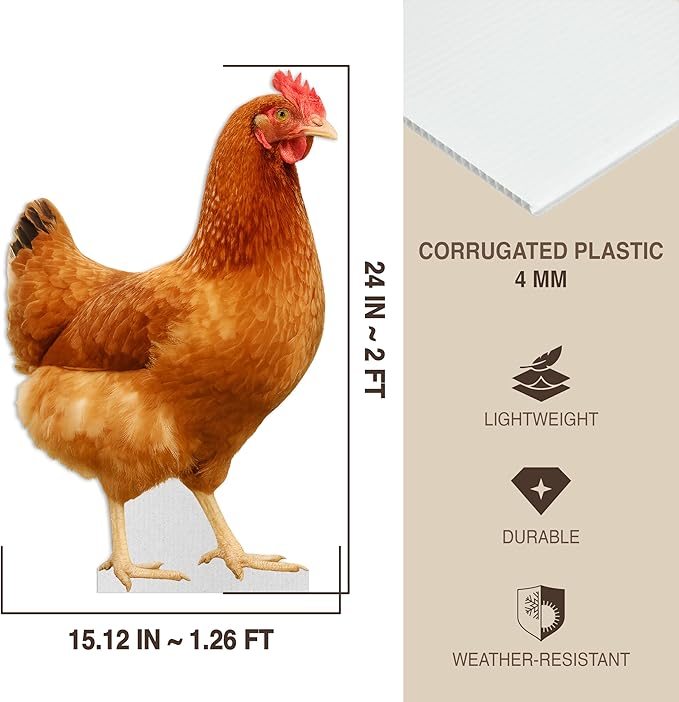 Hen Life Size Standee - 2FT Freestanding Coroplast Cutouts | Farm Animal Standup Photo Booths, Birthday & Halloween Decorations