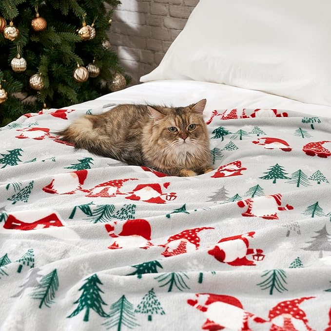 Cozy Bliss Gnome Throw Blanket Spring Blanket Warm Plush Throw Blankets,Ultra Soft Cozy Throw Blankets for Couch,Sofa and Bed(Xmas Gnome Family,60"x80")