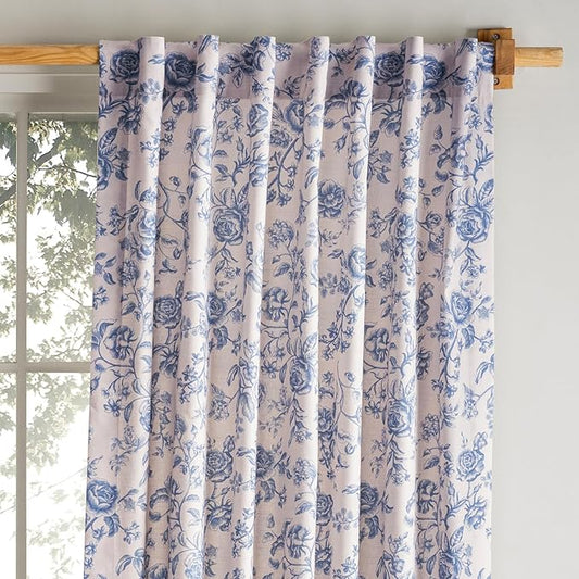 Maison d'Hermine Curtains for Living Room 100% Cotton 96 inch Length One Panel Window Curtains for Bedroom with Loop & Rod Pockets - Roy, 50" W x 96" L