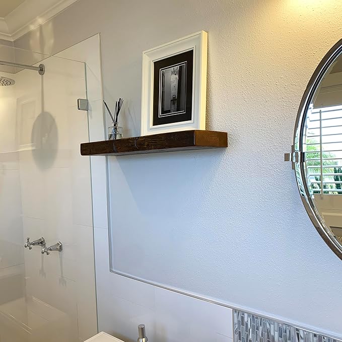 joelsantiques - 48 Inch Wooden Floating Shelves for Wall - 48x6x2 in - Made of Natural Wood - Long Heavy Duty Rustic Wall Shelves for Bedroom - Perfect for Living Room, Kitchen - Medium Brown